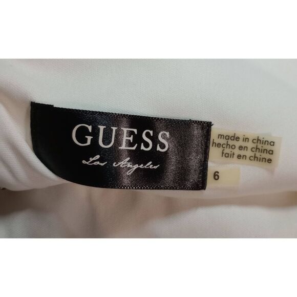 Guess Dress Ladies 6 White Lace Bodycon Sheer Sleeves - Picture 7 of 9
